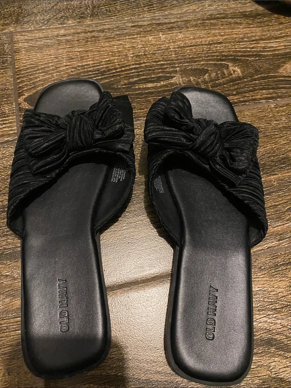 Old Navy Black Knot Slide Sandals with Twisted Fabric Upper
